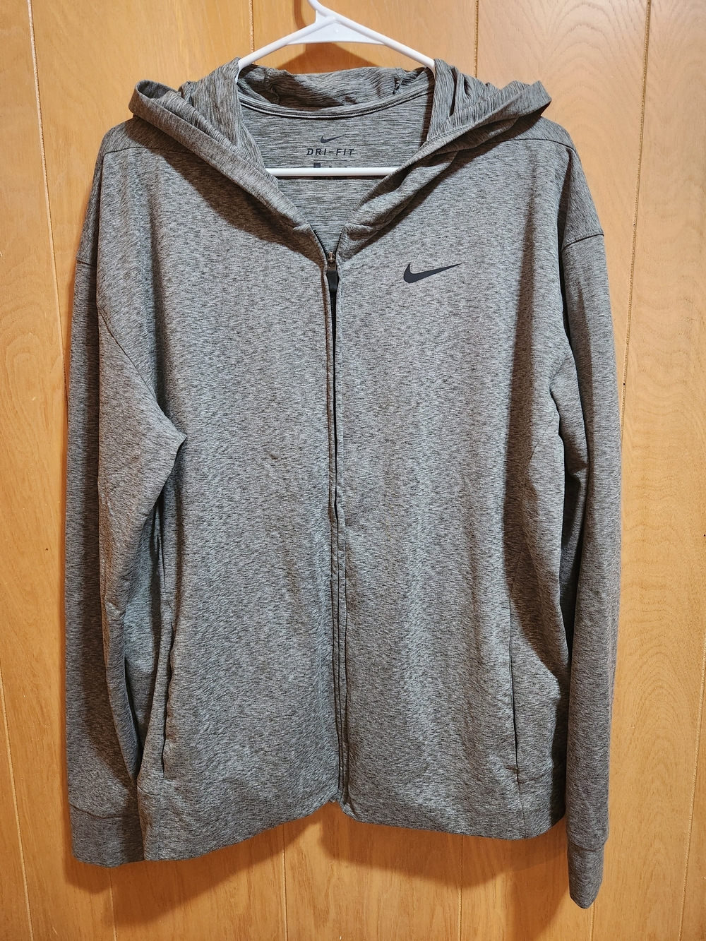 Men M Nike Dri-FIT Full-Zip Hoodie Gray Medium Like New